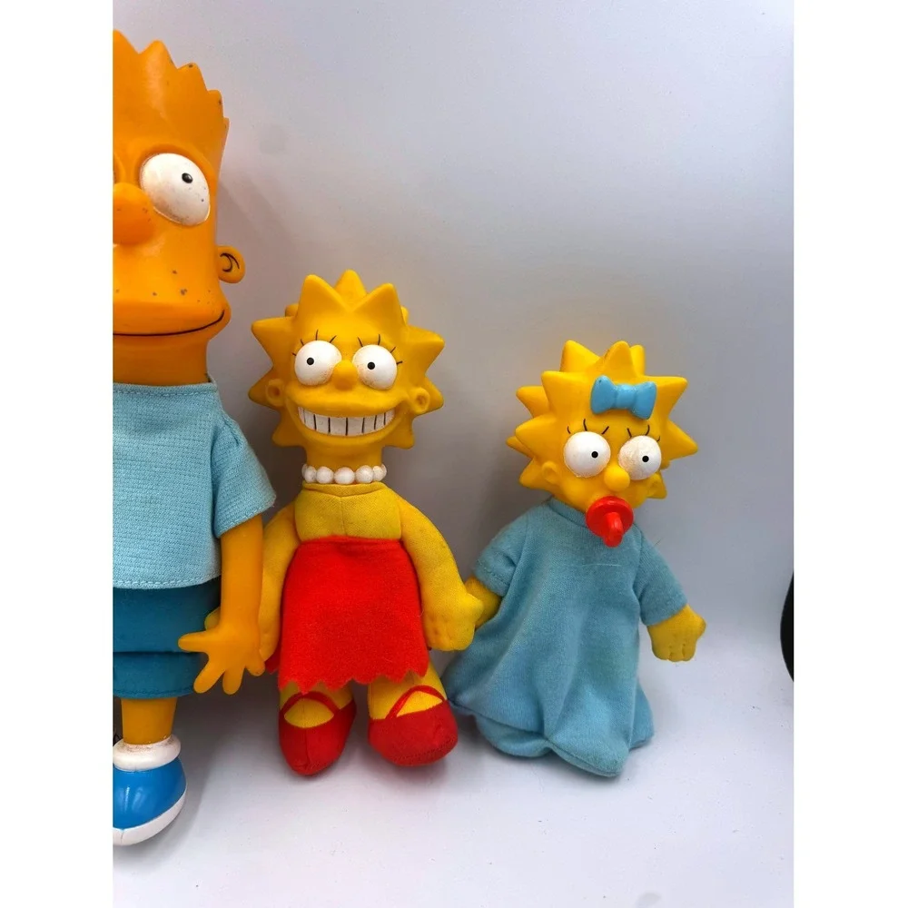 Vintage 1990 The Simpsons Plush Doll Set Matt Groening Vinyl Head Family Lot 5pc